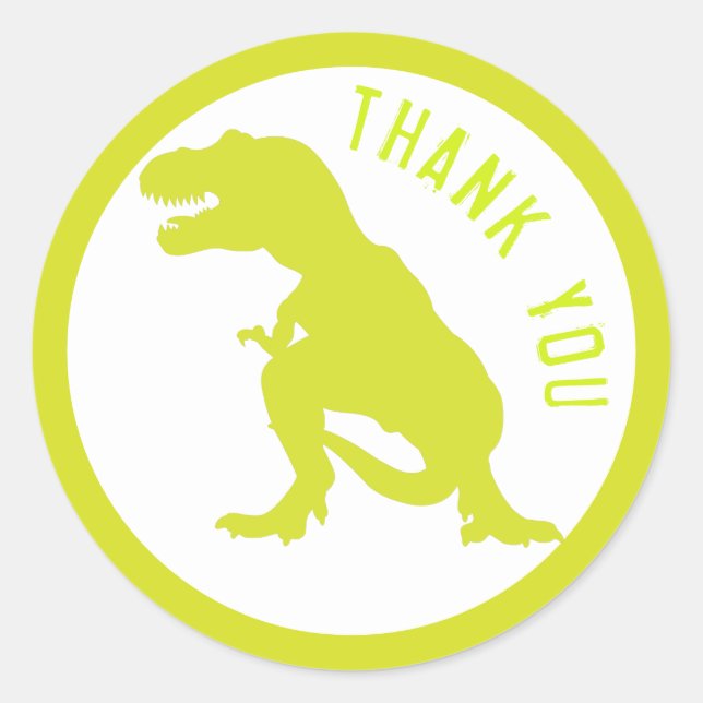 Dinosaur Birthday Danke Runder Aufkleber (Vorderseite)
