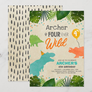 Dinosaur Birthday Einladen Vier Wild Dino Party Einladung
