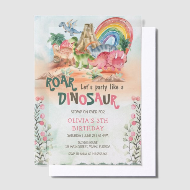 Dinosaur Birthday Einladung (Versetzt)