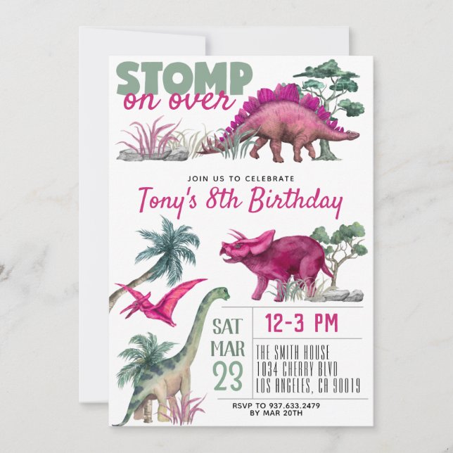 Dinosaur Birthday Einladung (Vorderseite)