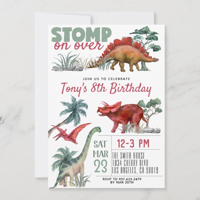 Dinosaur Birthday Einladung (Vorderseite)