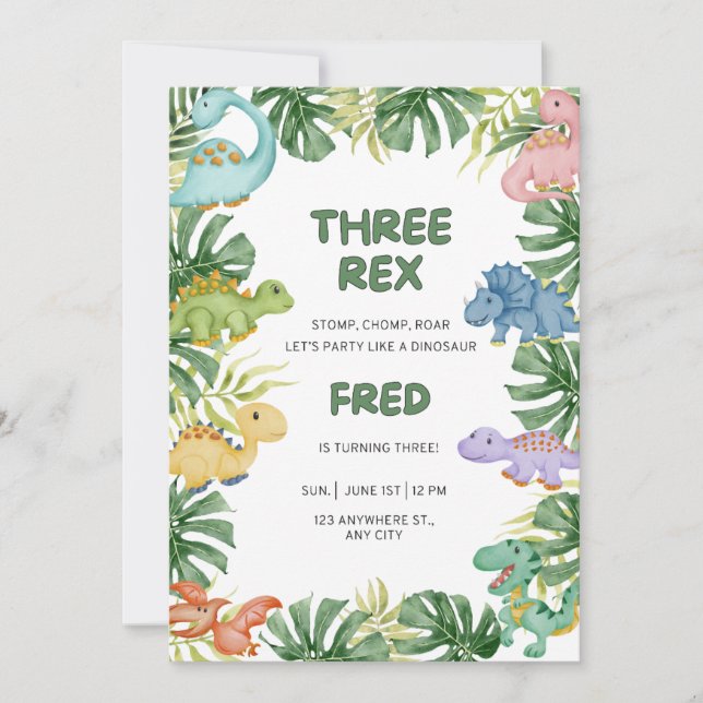 Dinosaur Birthday Einladung (Vorderseite)