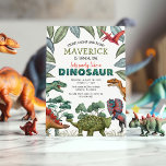 Dinosaur Birthday Einladung<br><div class="desc">Kinder Dinosaurier Geburtstagseinladungen mit einem schlichten,  weißen Hintergrund,  Dschungelgrün,  einer Sammlung von Aquarelldinosauriern und einer modernen personalisierten Geburtstagsvorlage,  die leicht anzupassen ist.</div>