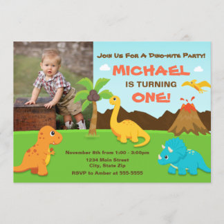 Dinosaur Birthday Einladung 1. Geburtstag Party