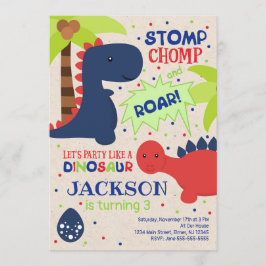 Dinosaur Birthday Einladung für einen Jungen