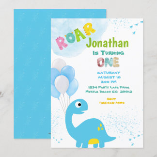Dinosaur Birthday Einladung für einen Jungen