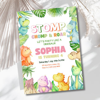 Dinosaur Birthday Einladung Girls Dino Geburtstag