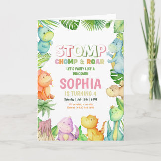 Dinosaur Birthday Einladung Girls Dino Geburtstag