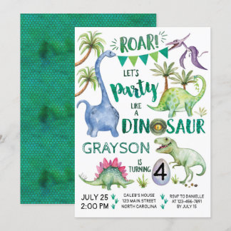 Dinosaur Birthday Einladung Party wie ein Dinosaur
