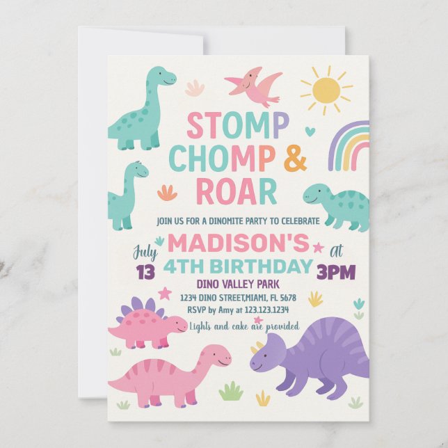 Dinosaur Birthday Einladungen (Vorderseite)