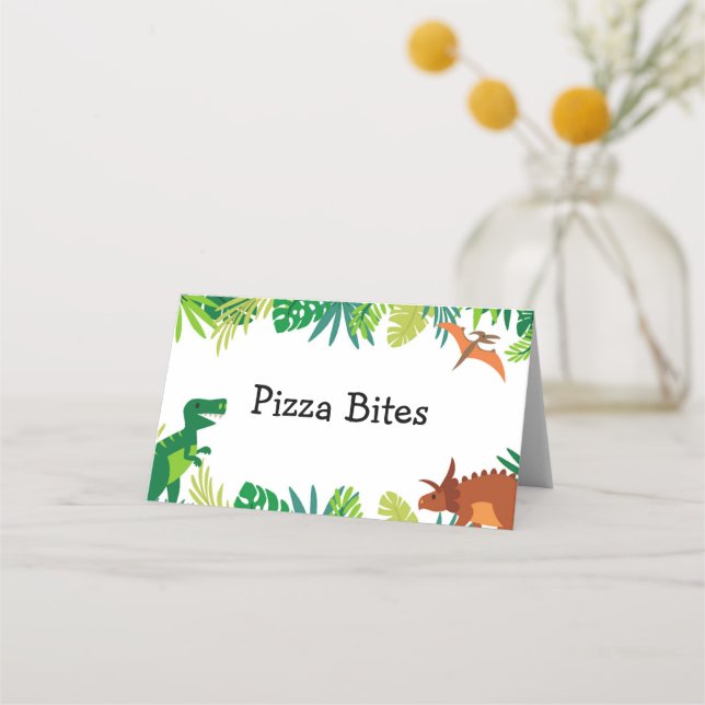 Dinosaur Birthday Food Zelt Platzkarte (Vorderseite)