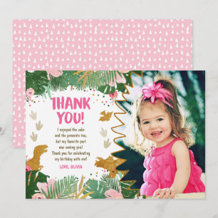 Dinosaur Birthday Girl Gold Pink Verlass Vielen Da Einladung