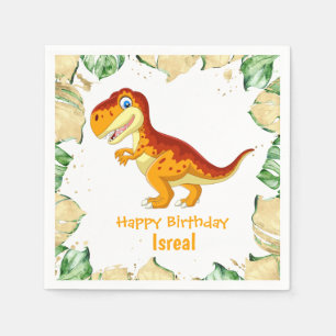 Dinosaur BIRTHDAY Gold Serviette