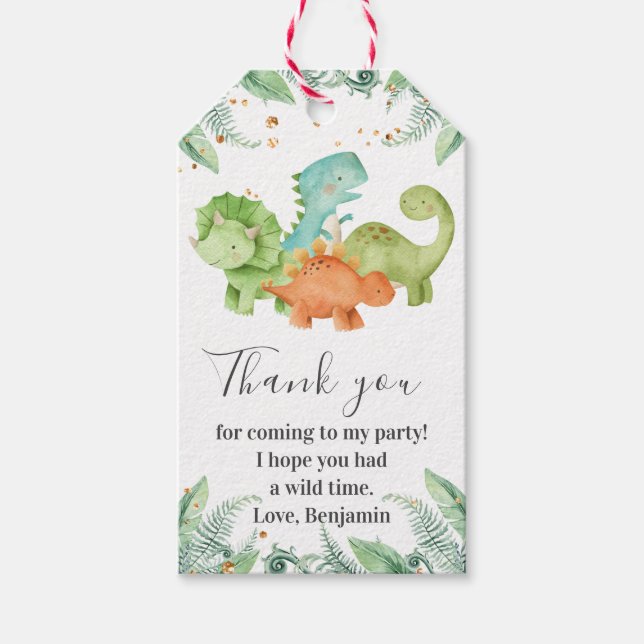 Dinosaur Birthday I Baby Dusche Vielen Dank Geschenkanhänger (Vorderseite)
