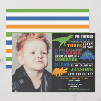 Dinosaur birthday invitations boy photo invitation einladung