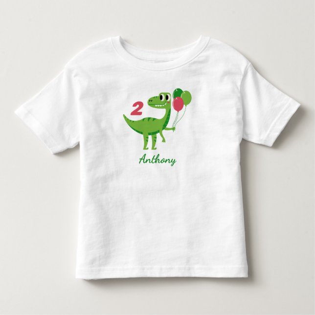 Dinosaur Birthday Name Age Kids Shirt (Vorderseite)