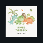 Dinosaur Birthday Napkins - Boy Kids Trex Serviette<br><div class="desc">Niedliche Dinosaurier-Servietten mit personalisierten Worten.</div>