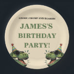 Dinosaur Birthday Paper Plate Kids Party Pappteller<br><div class="desc">Mit dieser Dinosaurier Geburtstagspackette vergnügen Sie sich in der Vorgeschichte! Mit einem spielerischen T-Rex in Party-Equipment und einem bunten, rauschigen Design sind diese Party-Teller perfekt für Jungs- und Mädchenfeiern. Personalisieren Sie sich mit dem Namen und Alter des Geburtstagskinders in Ihrem Browser - keine Software erforderlich. Diese Teller eignen sich perfekt...</div>