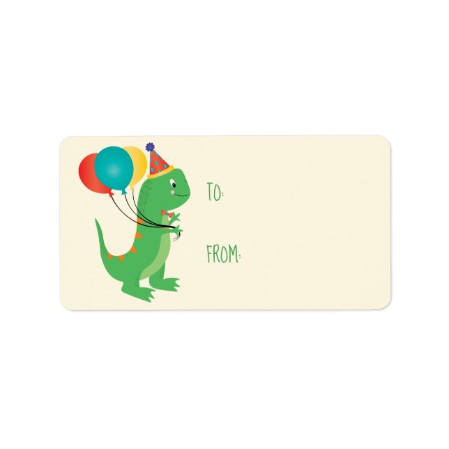 Dinosaur Birthday Party Adressaufkleber (Vorne)