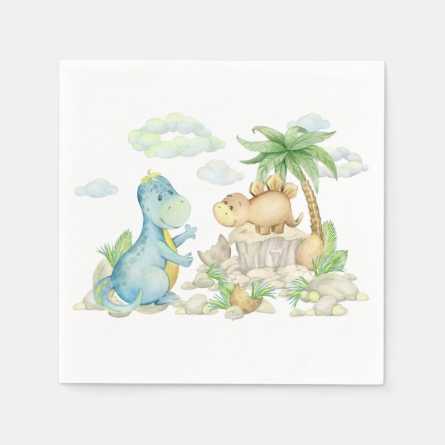 Dinosaur Birthday Party Baby Dusche Serviette (Vorderseite)
