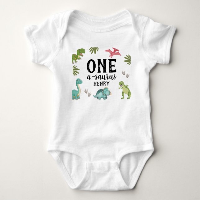 Dinosaur Birthday Party Baby Strampler (Vorderseite)