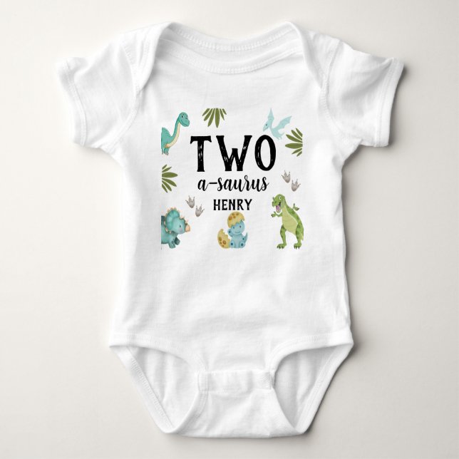 Dinosaur Birthday Party Baby Strampler (Vorderseite)