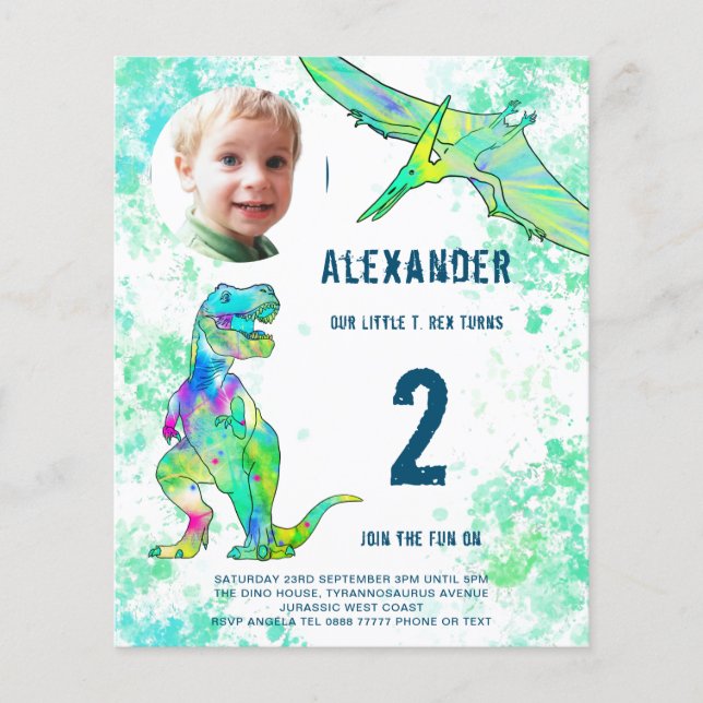 Dinosaur Birthday Party Budget Flyer (Vorne)