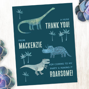 Dinosaur Birthday Party Danke Postkarte