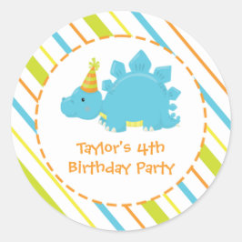 Dinosaur Birthday Party Dino Personalisiert Sticke Runder Aufkleber