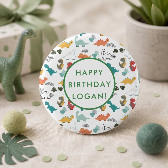 Dinosaur Birthday Party Foto Button (Dinosaur Birthday Party Photo Button)