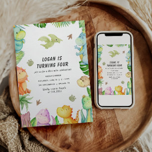 Dinosaur Birthday Party Foto Einladung