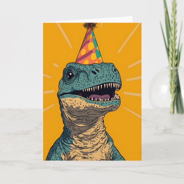 Dinosaur Birthday Party Grußkarte Dankeskarte (Vorderseite)