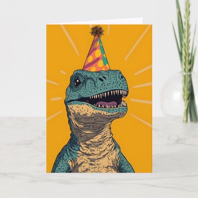 Dinosaur Birthday Party Grußkarte Karte (Vorderseite)