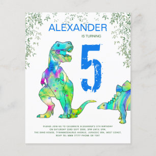 Dinosaur Birthday Party Haushalt Einladung Blue Fl Flyer