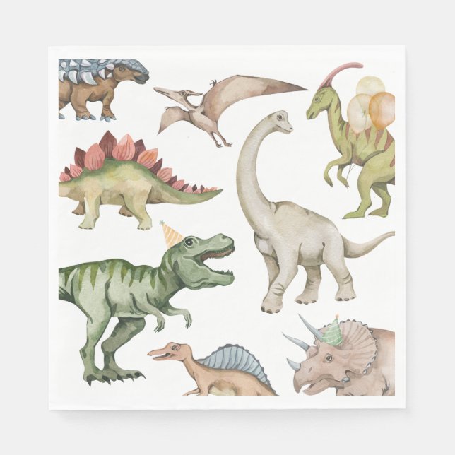 Dinosaur Birthday Party Napkins Serviette (Vorderseite)