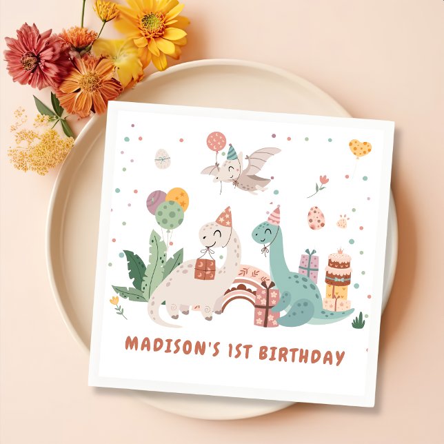 Dinosaur Birthday Party Napkins Serviette (Von Creator hochgeladen)