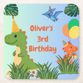 Dinosaur Birthday Party - Niedliches Dino-Thema Rechteckiger Pappuntersetzer