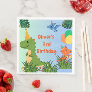 Dinosaur Birthday Party - Niedliches Dino-Thema Serviette