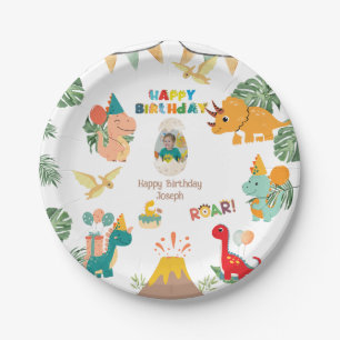 Dinosaur Birthday Party Paper Plate - Custom Foto Pappteller