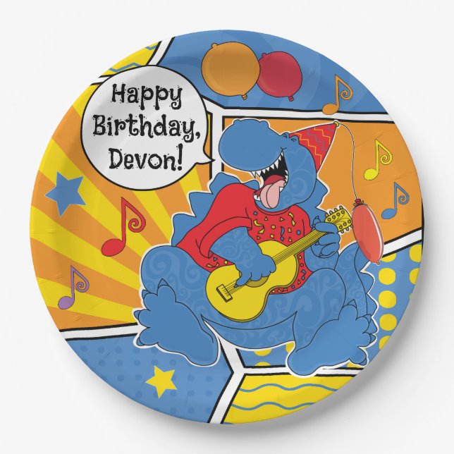 Dinosaur Birthday Party Pappteller (Vorderseite)