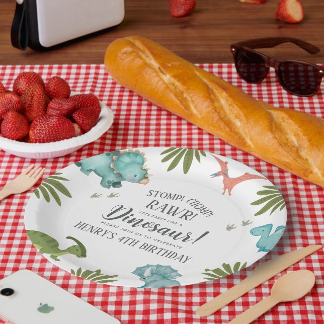 Dinosaur Birthday Party Pappteller (Picknick)