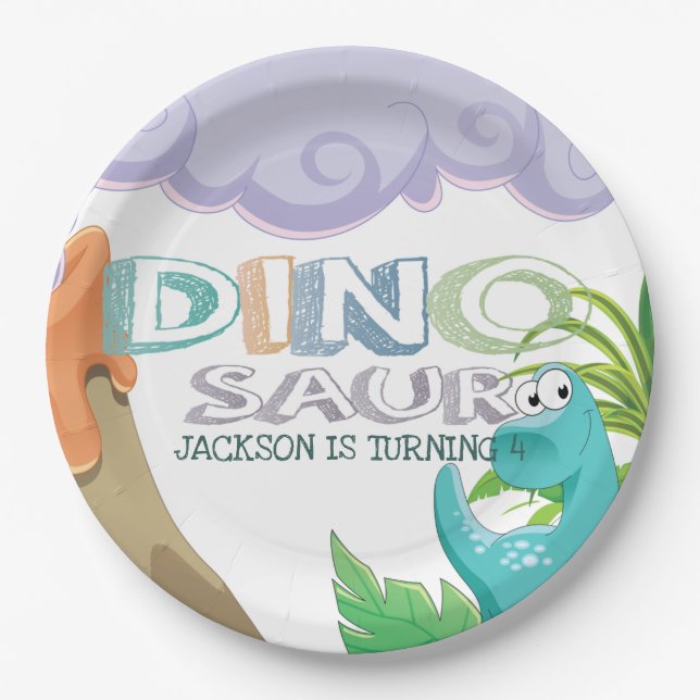 Dinosaur Birthday Party Pappteller (Vorderseite)