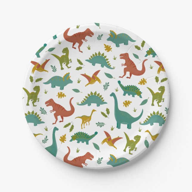 Dinosaur Birthday Party Plate Pappteller (Vorderseite)