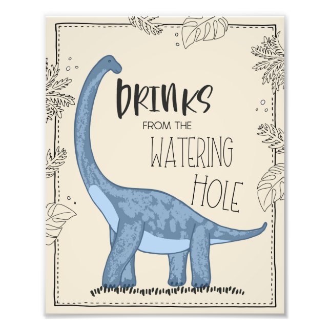 Dinosaur Birthday Party Sign Fotodruck (Vorne)