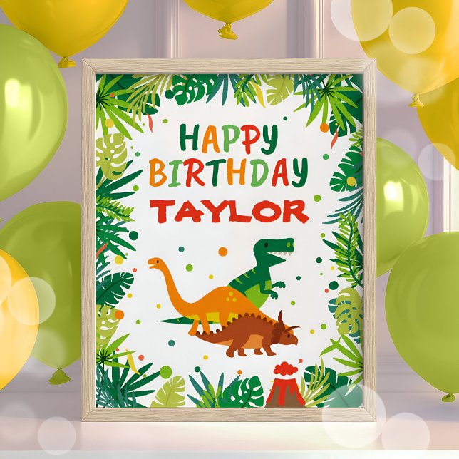 Dinosaur Birthday Party Sign Poster (Von Creator hochgeladen)