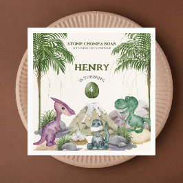 Dinosaur Birthday Party T-rex Wassercolor Serviette