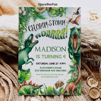 Dinosaur Birthday Patty Einladung Boy Safari Dino