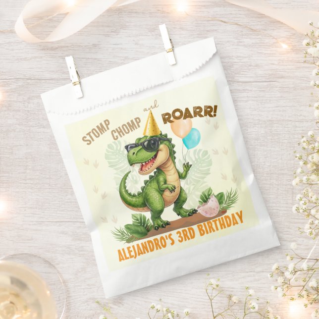 Dinosaur Birthday - Stomp Chomp Roar T-Rex Birthda Geschenktütchen (Ausgeschnitten)