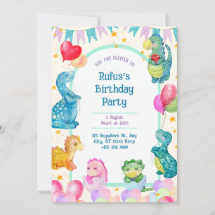 Dinosaur Birthday Watercolor Einladung