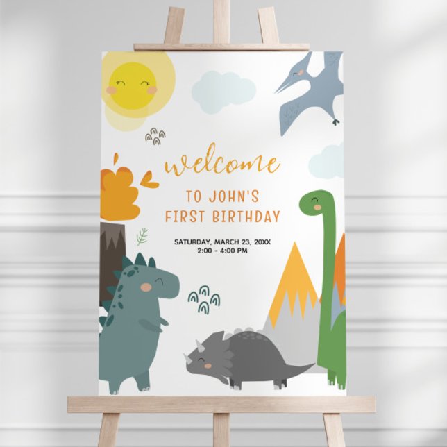 Dinosaur Birthday Welcome Sign Poster (Von Creator hochgeladen)